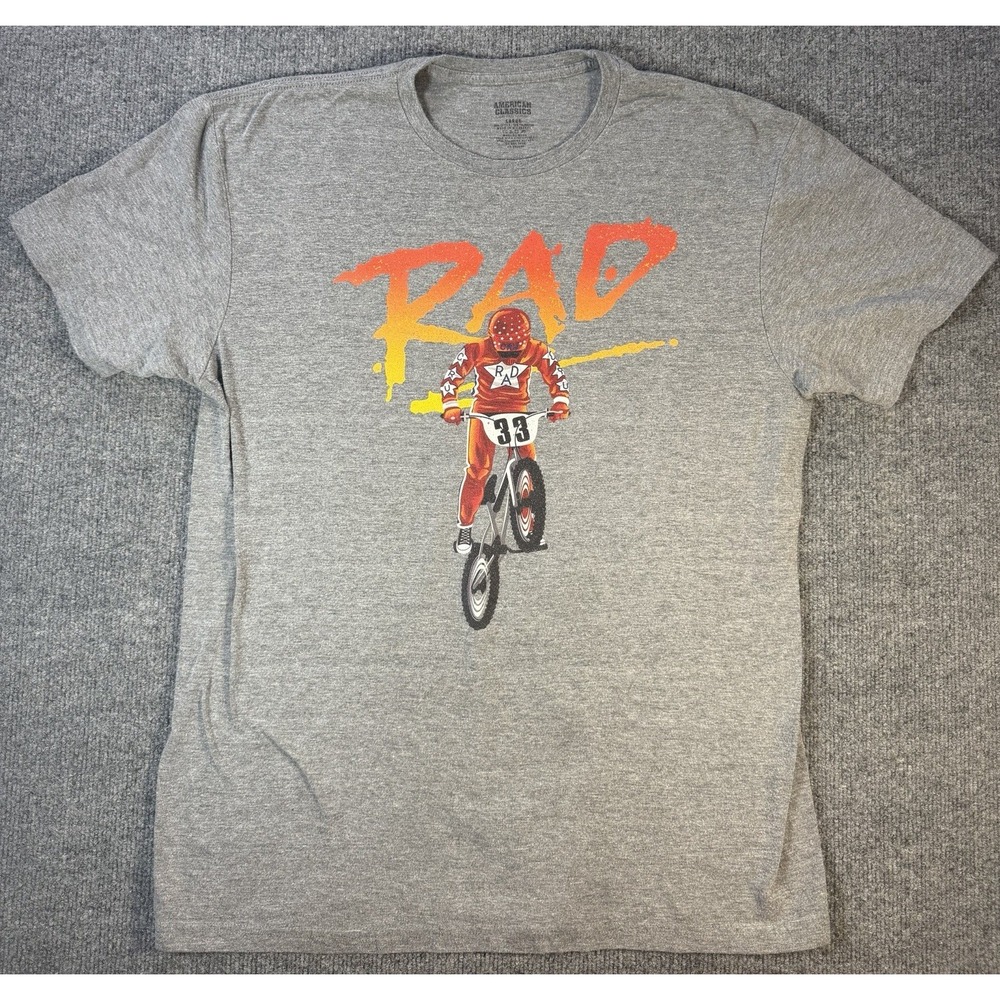 American Classics Rad BMX Graphic T-shirt Size Large  Gray 80s Movie Cru Jones